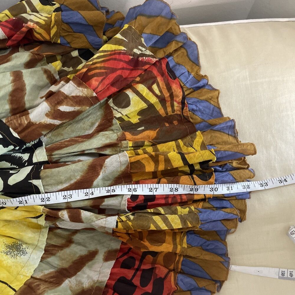 Alberto Makali Skirt Ruffle Layered Cotton Colorful Lined Flowey Y2K Yellow 12 - Picture 6 of 6